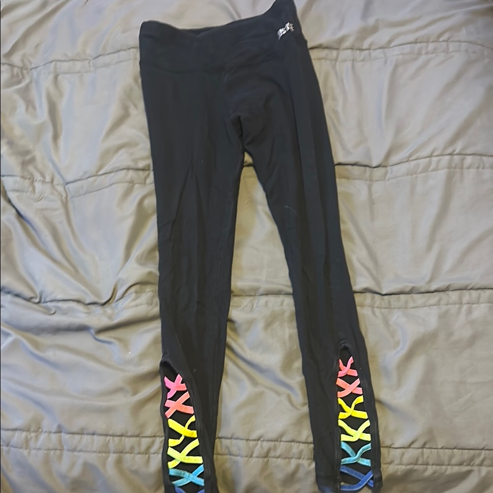 Justice Black Leggings with Reflective Accents